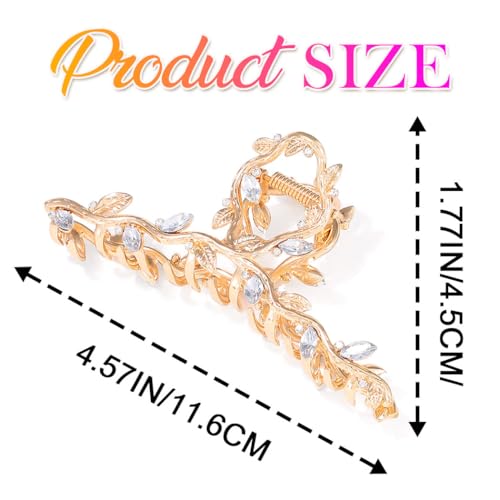 CAKURE Gold Claw Clip Rhinestone Hair Clips Large Fancy Hair Claw Clip Hair Accessories for Women (Pack of 2) (b-gold) - color: b-gold