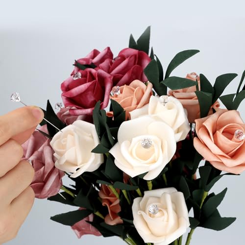 200 Pcs Diamond Bouquet Pins 2 Inches Corsage Pins Flower Pins Rhinestones Crystal Head Pins Straight Head Pins Clear Flower Pins for Wedding Bouquet Decoration Jewelry DIY Craft