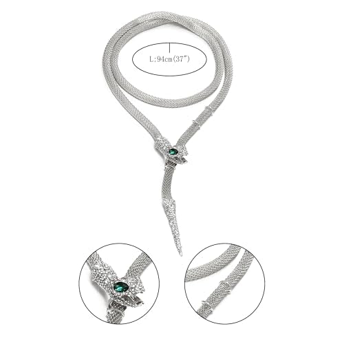 FANZE Snake Necklace for Women，Adjustable Punk Gold Snake Choker Necklace Halloween Gifts Party Multi-Purpose Jewelry - color: Silver