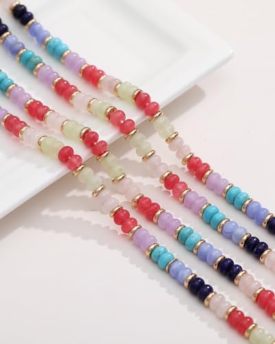 MJartoria Layered Initial Necklaces for Women | 14K Gold Plated Brass, Star Choker, Colorful Beaded, Square Letter Pendant, - color: Gold Plated, style: B