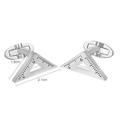 Yoursfs Novelty Sunflower/Love Knot/Architect Cufflinks for Men Funny Stainless Steel Cufflinks Personalized Cuff links Wedding Gift Fashion Jewelry - style: silver Triangle Ruler cufflinks