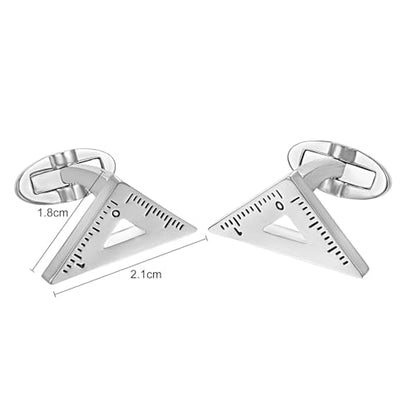 Yoursfs Novelty Sunflower/Love Knot/Architect Cufflinks for Men Funny Stainless Steel Cufflinks Personalized Cuff links Wedding Gift Fashion Jewelry - style: silver Triangle Ruler cufflinks