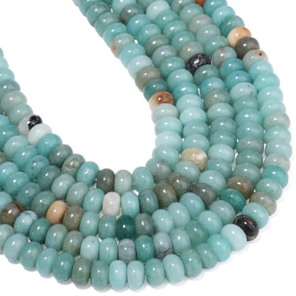 Songxi 5x8mm Natural Blue Amazonite Beads, 75PCS Spacer Round Loose Abacus Beads for Jewelry Making, Gemstone for Bracelet Necklace Earrings, Arts and Crafts - color: Blue Amazonite
