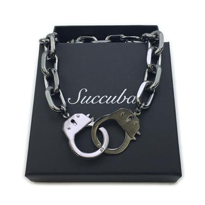 Succuba Stainless Steel Handcuff Choker Necklace Chain Pendant Choker Collar Necklace for Women and Men from 16 to 24 Inches with Box - color: A, size: 18 Inches