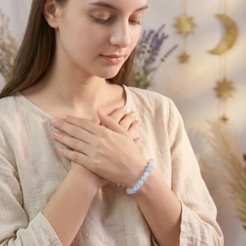 Bivei Protection Crystal Healing Bracelet | 8MM Strength Bracelet Spiritual Stretch Beaded Jewelry for Women Men Gift - color: Love, size: Medium 6.8-7.3 inch