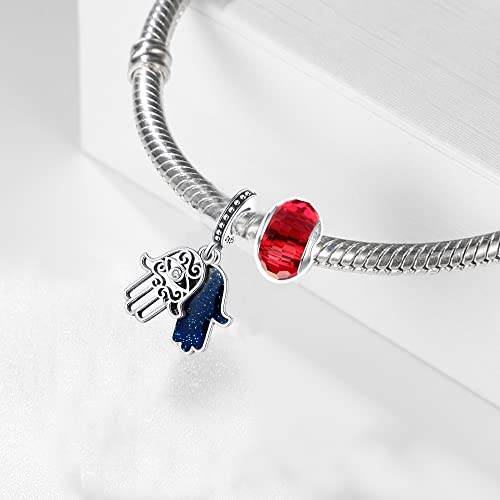 LNQOBU 925 Sterling Silver Charms for Bracelets Necklaces,5A Cubic Zirconias Evil Eye Dangle Beads Charms Jewelry Gift for Women (With one Spacer Beads Charms) - style: A-Evil eye Charm
