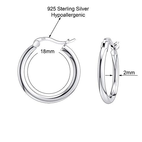 Savlano 925 Sterling silver Round Hoop Earrings for Women & Men Comes in 10MM-25MM - size: 18 Millimeters