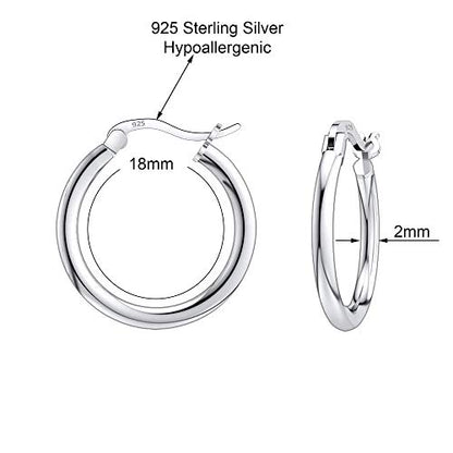 Savlano 925 Sterling silver Round Hoop Earrings for Women & Men Comes in 10MM-25MM - size: 18 Millimeters