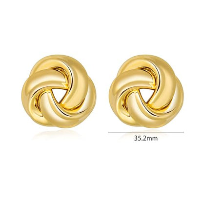 Love Knot Stud Earrings for Women Gold Plated Knot Earrings Geometric Twisted Statement Earrings Trendy Jewelry - color: Silver 35.2mm Knot