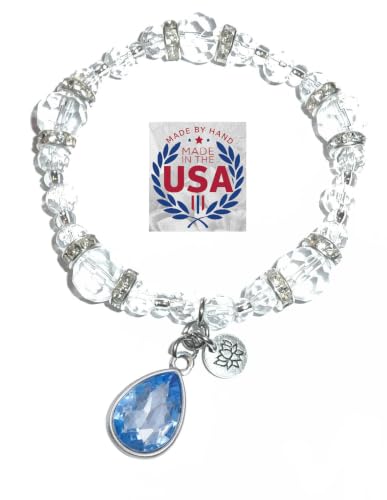 Hidden Hollow Beads Women's Crystal Stretch Charm Bracelet Handmade USA Inspirational Friendship Gift Jewelry for Her - style: Birthstone December