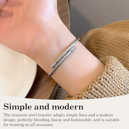 Jewelers Stainless Steel Cable Wire Open Cuff Adjustable Size - color: Silver