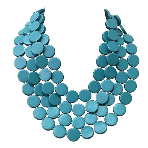 Colorful Beaded Necklace for Women,Chunky Wooden Bib Choker Necklace,Statement African Jewelry Multicolor Maroon Blue Fashion Collar Necklace - color: green