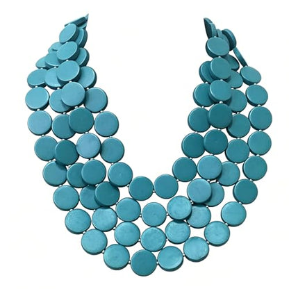 Colorful Beaded Necklace for Women,Chunky Wooden Bib Choker Necklace,Statement African Jewelry Multicolor Maroon Blue Fashion Collar Necklace - color: green