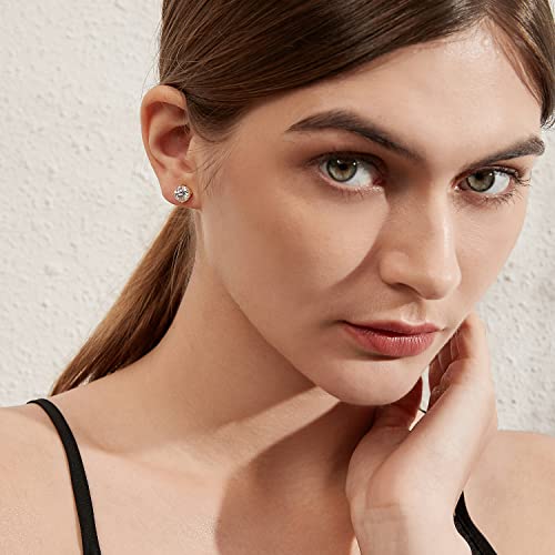 925 Sterling Silver Cubic Zirconia Stud Earrings for Women/Men Hypoallergenic Stud Earrings 4MM-8MM - style: B: Round Stud-Yellow