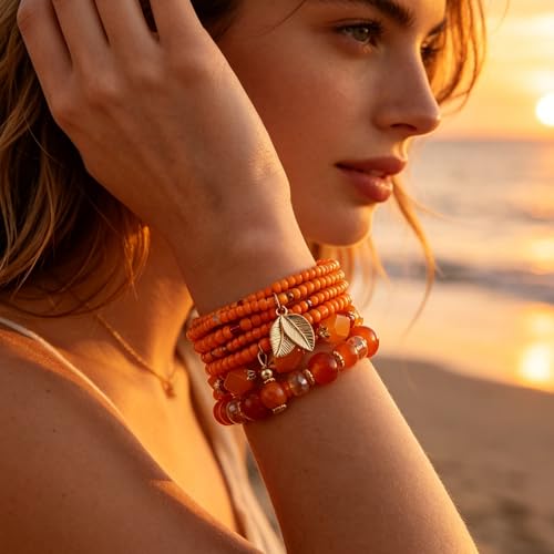 Boho Wooden Beads Bracelets Bohemian Bracelet Stack for Men Women Wood Beaded Bracelet Set - color: L