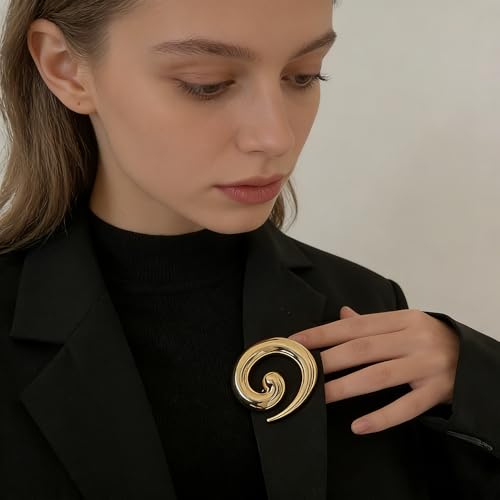 Minimalist Snail Brooch Pin Gold/Silver Plated Twist Lapel Pins Jacket Blazer Suit Hat Bag Accessories Jewelry for Women Men (Golden)