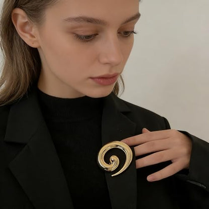 Minimalist Snail Brooch Pin Gold/Silver Plated Twist Lapel Pins Jacket Blazer Suit Hat Bag Accessories Jewelry for Women Men (Golden)