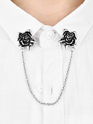 Gejoy 2 Pieces Retro Rose Sweater Shawl Clips Clasp Vintage Cardigan Collar Cloak Dresses Clip with Chain for Women Girls(Style Set 2)