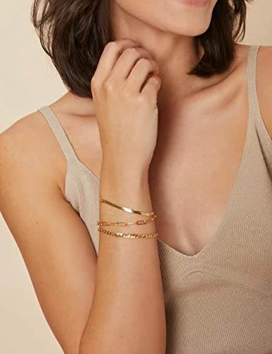 nometo 925 Sterling Silver Paperclip Chain Bracelet 3/4/5mm | Silver Bracelet for Women Men Silver Bracelet 6.5-9 Inches - color: Gold 4mm, size: 7