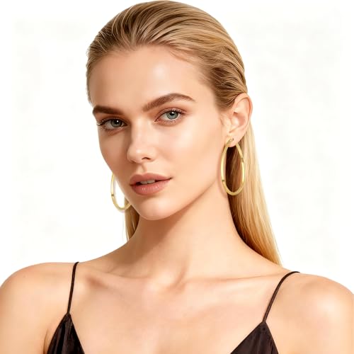 Large Gold Knot Hoop Earrings for Women 18K Gold Hoop Earrings Statement Lightweight Hoops Trendy Gold Hoops Earrings Jewelry - color: D-Teardrop Big Hoop Earrings