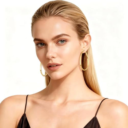 Large Gold Knot Hoop Earrings for Women 18K Gold Hoop Earrings Statement Lightweight Hoops Trendy Gold Hoops Earrings Jewelry - color: D-Teardrop Big Hoop Earrings
