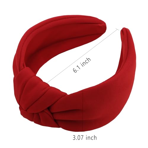 YISSION Red Knotted Headband Wide Headbands for Women Non Slip Head Band Fashion Top Knot Hairband Hair Accessories for Women Girls - color: Red