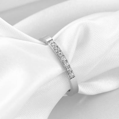 2mm 5mm Tainless Steel Cubic Zirconia Wedding Band Rings For Women,Stackable No Tarnish Fashion Cross Rings Size 4-10 - color: 2mm-Silver
