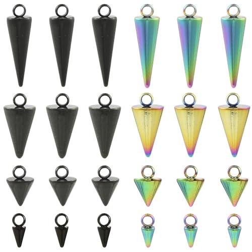 8-64Pcs Silver Goldern Color Heart Pendants Charms 10 Styles Heart Stainless Steel Metal Charms for Jewelry Making Crafting Necklaces Bracelets Earrings Keychains Birthday Gift - color: ConeB-24 pcs