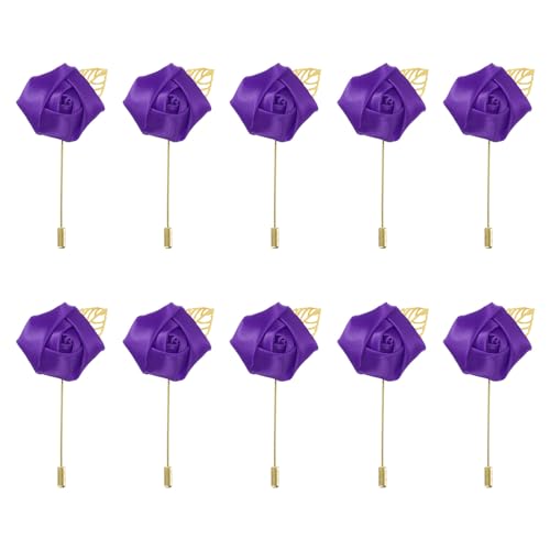 MECCANIXITY Groom Boutonnieres Rose Boutonnieres Pins for Wedding - color: Deep Purple