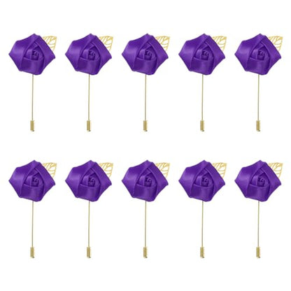 MECCANIXITY Groom Boutonnieres Rose Boutonnieres Pins for Wedding - color: Deep Purple