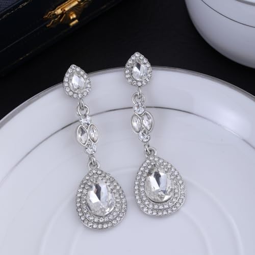 Elegant Crystal Rhinestone Teardrop Chandelier Wedding Bridal Dangle Drop Earrings - style: Style01
