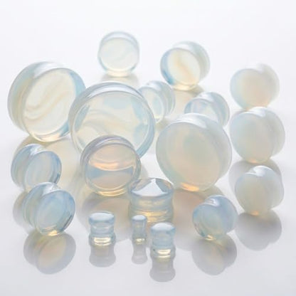 Opalite Organic Stone Ear Plugs Gauges Sold in Pairs - style: 22mm-7/8 inch