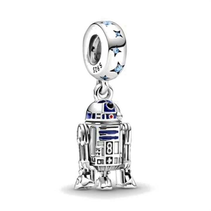 LIGHTDOG 925 Sterling Silve Charms fits Pandora Bracelets Necklace,5A Zircon Dangle Pendant Bead,Mother's Day Gift Jewelry Beads for Women - style: R2D2 Charm