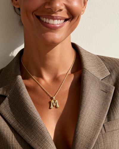 DoDoBeads Stainless Steel Initial Necklace, Waterproof 18K Gold Plated Necklace, Non-Tarnish Chunky Monogram Jewelry Gifts for Women, Mothers Day Gift - style: T