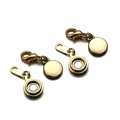 Zpsolution Locking Magnetic Jewelry Clasp, Gold and Silver | For Necklace and Bracelet, Easy to Use, Strong Magnet, Flat Design, Light and Small - color: Round Gold and Silver