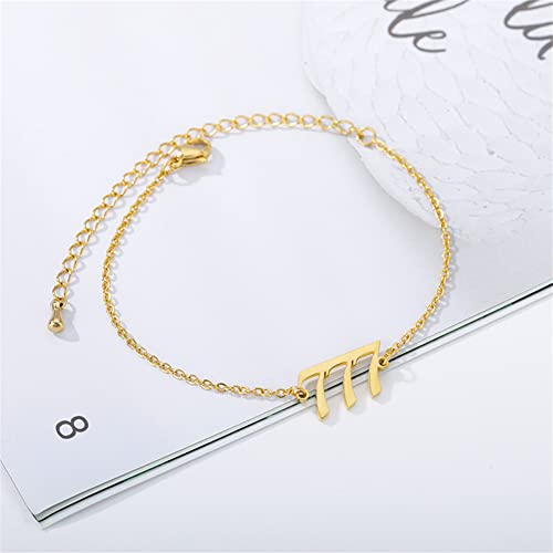 PAMTIER Angel Number Ankle Bracelet for Women Adjustable Chain | Stainless Steel, Dainty Simple Numerology Jewelry Gift - color: 5.5+2.8inch, Gold 777