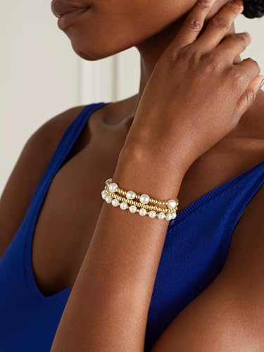 Badu Gold Beaded Bracelets for Women Boho Crystal Multiple Layered Stackable Wrap Bangle Set Paperclip Chain Trendy Jewelry - color: Style-3