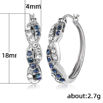 Twisted Two-Tone Zircon Huggie Hoop Silver Earrings | Sparkly Hoop Earrings for Women, Stylish Jewelry for Daily Bridal Evening Party Gifts