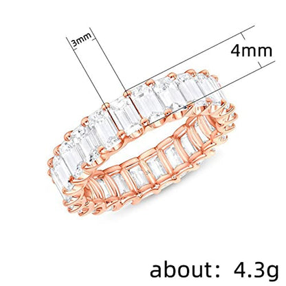 Psiroy 925 Sterling Silver Plated Cubic Zirconia Stacking Band Ring CZ Eternity Wedding Band for Women - color: Silver