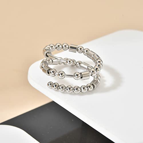 Morse Code Rings for Women, Stainless Steel Spinner Ring Fidget Rings for Anxiety Ring Morse Code Rings Inspirational Gifts Jewelry Women Birthday Graduation Gifts for Best Friends - style: 15 Beautiful B*dass