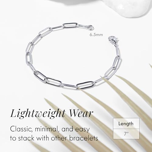 DESTIN Jewelry 18K Gold Plated Paperclip Chain Necklace, 2.5-6.5mm | Waterproof, hypoallergenic and tarnish-resistant adjustable stainless steel layering chain for women. - color: Stainless Steel, size: 7", style: 2.5 MM