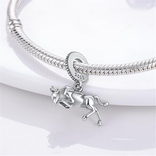 925 Silver Charm for Bracelets Animal Pet Insect Series Women Jewelry Gift - color: Silver Bullfight
