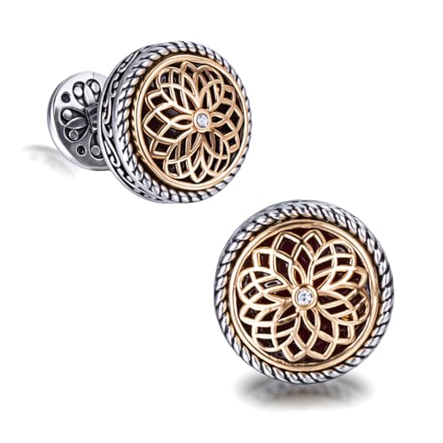 Cuff Links Mens, Cufflinks for Men, Men's Cuff Links for Wedding, Business, Father's Day, Gift for Men, 18K Gold Plated with Luxury Wooden Gift Box - style: Gold with Diamond