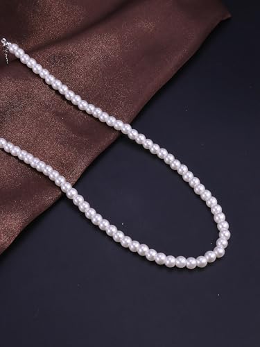 Pearl Necklaces for Women 60'' 70" Long Pearl Necklace 15.75'' Pearl Choker Necklace Chunky Bead Layered Faux Pearl Dangle Wedding Bridal 1920s Gatsby Christmas Costume Jewelry Gifts - color: White-15.75in-6MM
