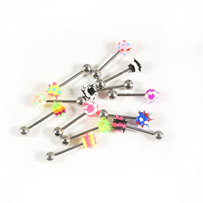 14G Body Piercing Jewelry Surgical Steel Belly Button Rings Tongue Rings Packs Silicone Spike Ball Barbell Belly Tongue Nipple Rings Piercing for Women - style: Silicone tongue rings 16pcs