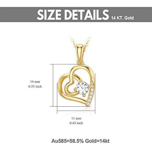 SISGEM 14K Solid Gold Heart Necklace for Women,Yellow Gold 0.55 Carat(CTTW) Moissanite Infinity Heart Pendant Necklaces Anniversary Birthday Gifts for Wife Mom 16''-18'' - color: Style-2