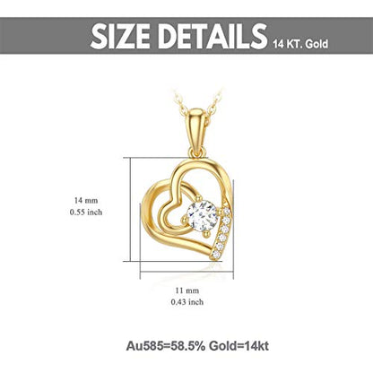 SISGEM 14K Solid Gold Heart Necklace for Women,Yellow Gold 0.55 Carat(CTTW) Moissanite Infinity Heart Pendant Necklaces Anniversary Birthday Gifts for Wife Mom 16''-18'' - color: Style-2