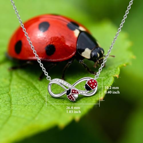POPLYKE Cross Necklace for Women 925 Sterling Silver Cross Pendant Necklace Animal Jewelry Christmas Gifts for Women Mother Grandma - style: infinity ladybug
