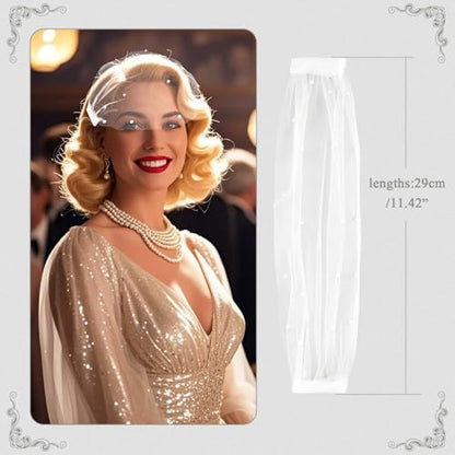 DOCILA Mesh Veil Headband For Women, 1920s Flapper Fascinator Face Veils, Bridal Wedding Tea Party Headwear Accessories