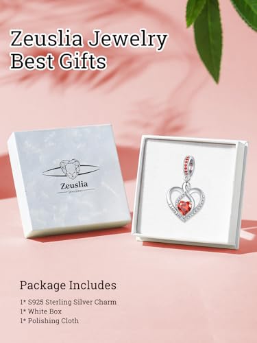 Heart Birthstone Charms for Bracelets, 925 Sterling Silver Women Bead Charms for Charm Bracelets Necklace, Mother's Day Birthday Anniversary Jewelry Gifts for Wife Mom Grandma Daughter - style: Dangle - Jan - Garnet